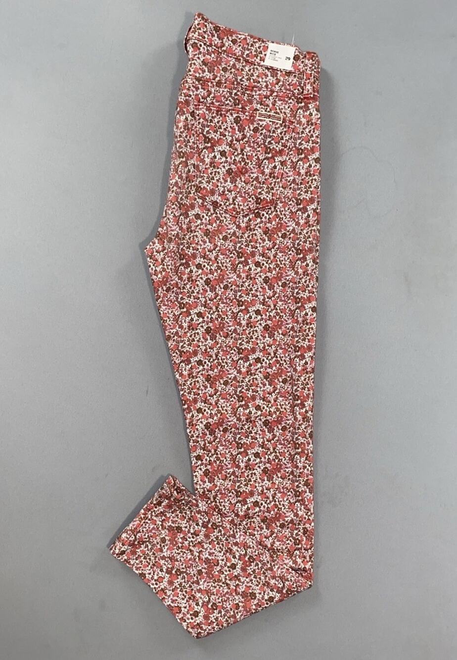 Hudson Nico Midrise Super Skinny Ankle Stretch Jeans. Red Floral, Polka Dot. 29.